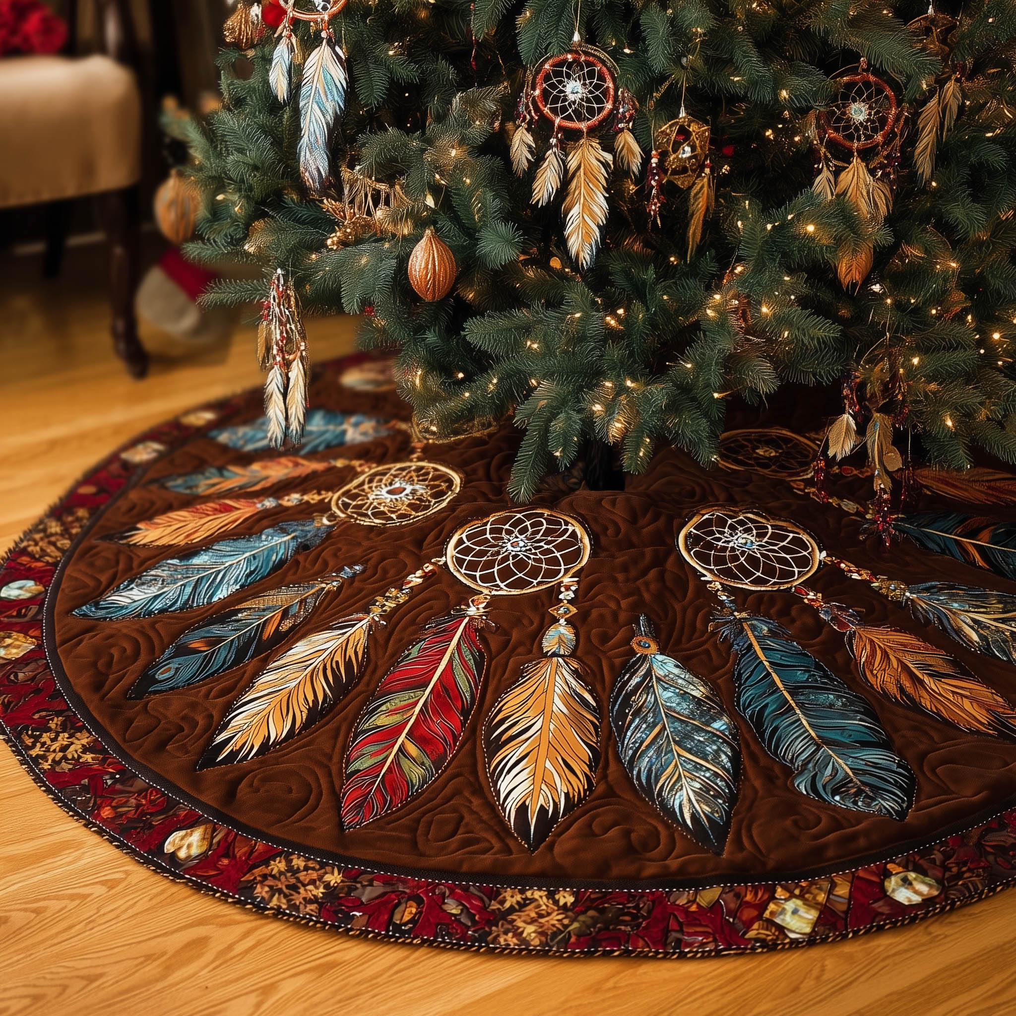 Tribal Soul Quilted Tree Skirt Dreamcatcher Christmas Items Ideas For Her Decor