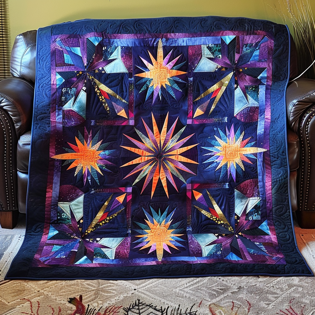 Tribal Spectrum Quilted Blanket Native American Indian Gifts