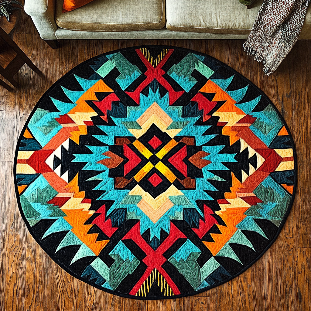 Tribal Sun Dance Quilted Round Mat Entryway Ideas Sunflower Gifts For Friends