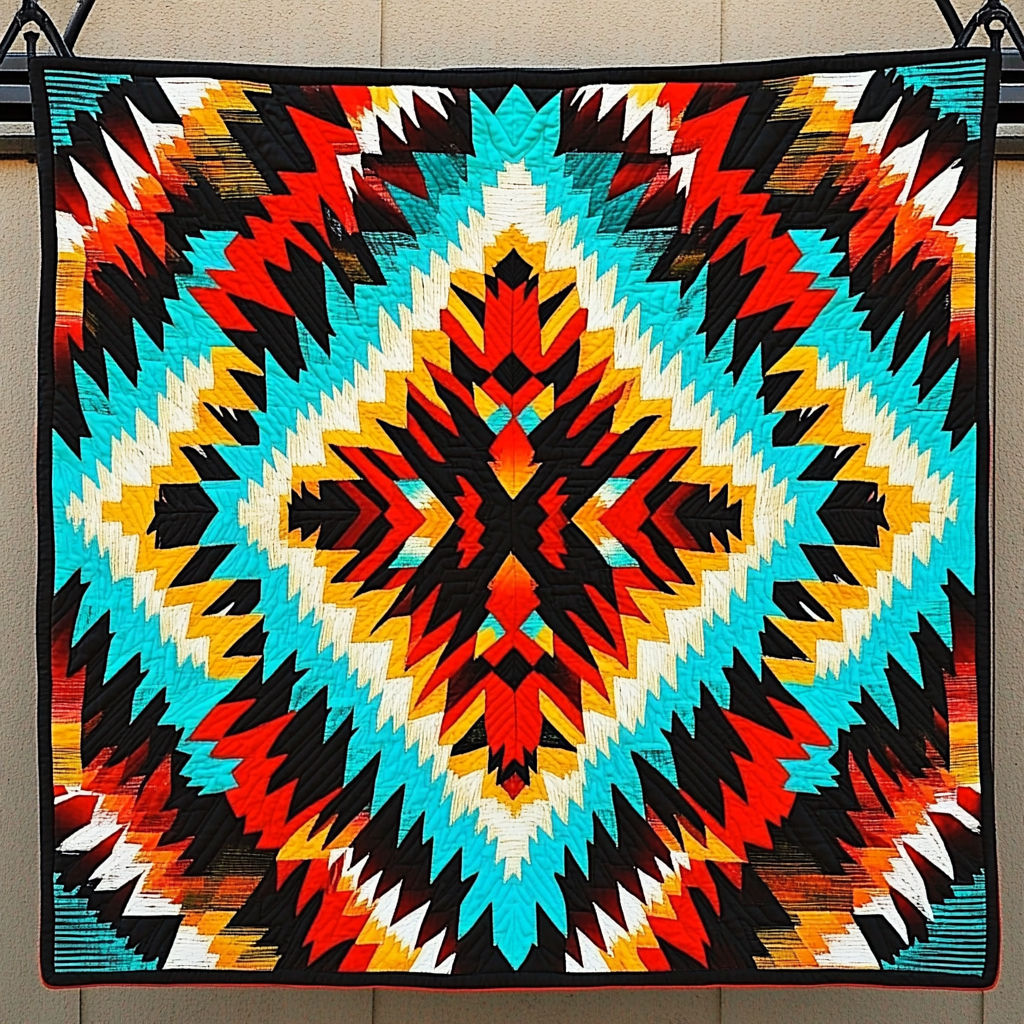 Tribal Sunrise Quilted Blanket Native American Gifts For Her