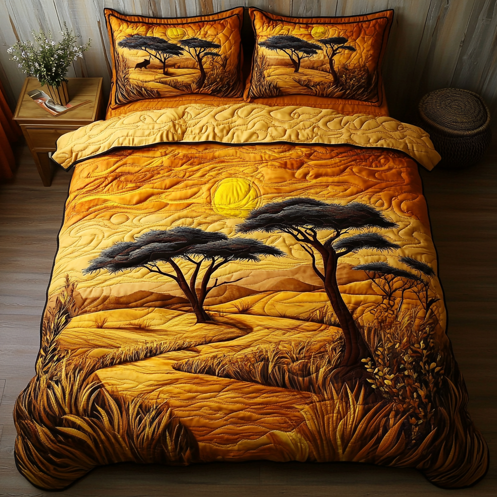 Tribal Sunset Quilted Bedding Set Bed Decorations African American Heritage Month Gifts