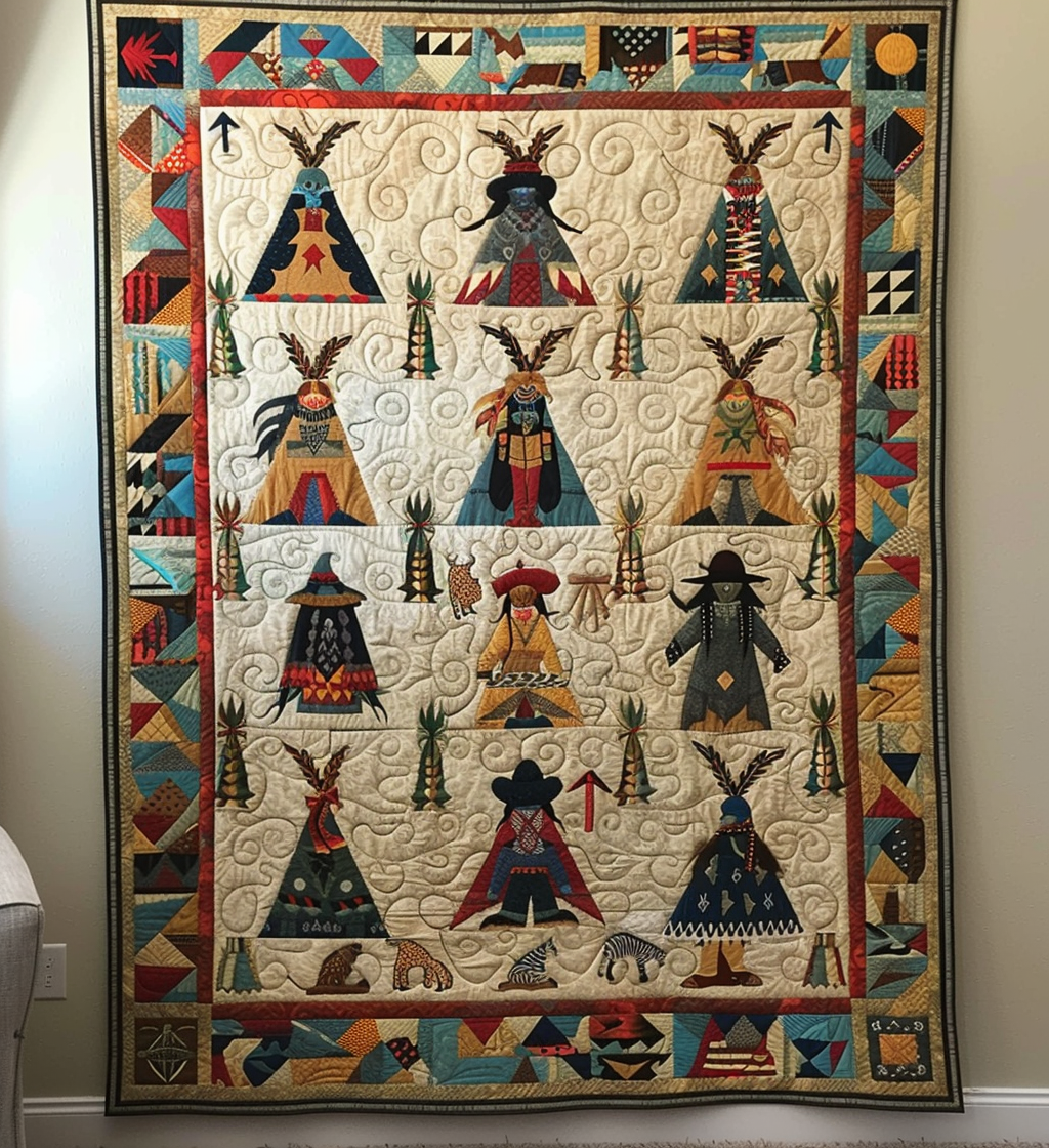 Tribal Tapestry Quilted Blanket Native American Gifts For Him