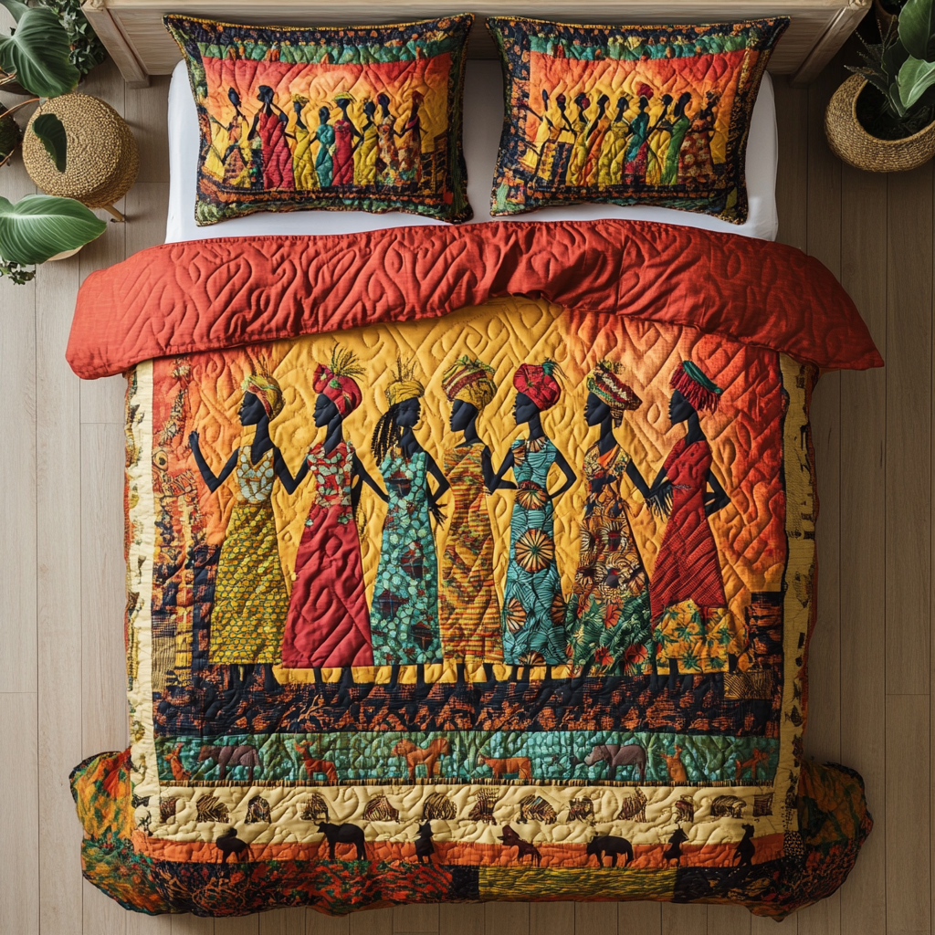 Tribal Threads Quilted Bedding Set Duvet Cover Bed Sheet Set Gifts For Black History Month