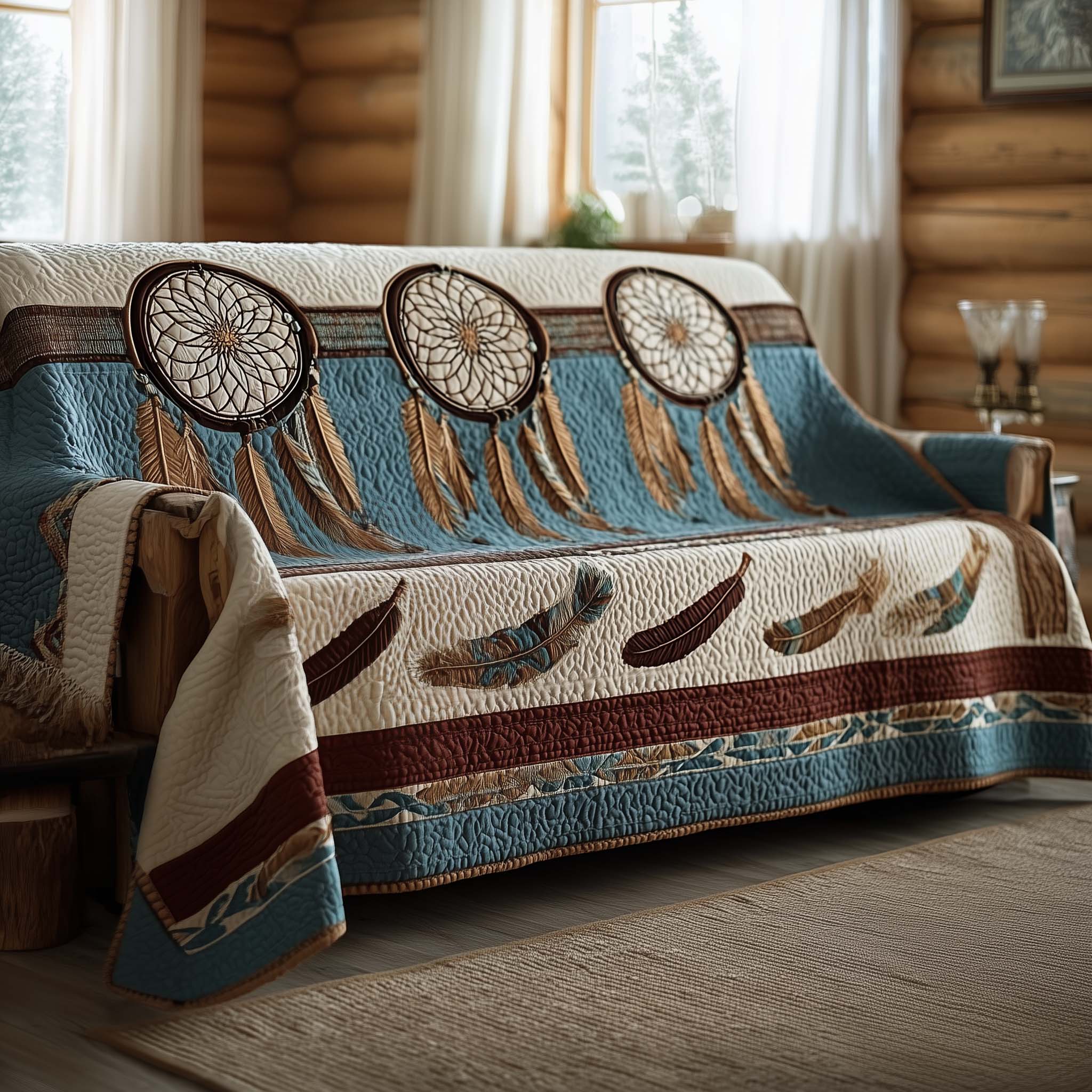 Tribal Whisper Quilted Sofa Cover Minimalist Native Art Accent Best Presents Ideas