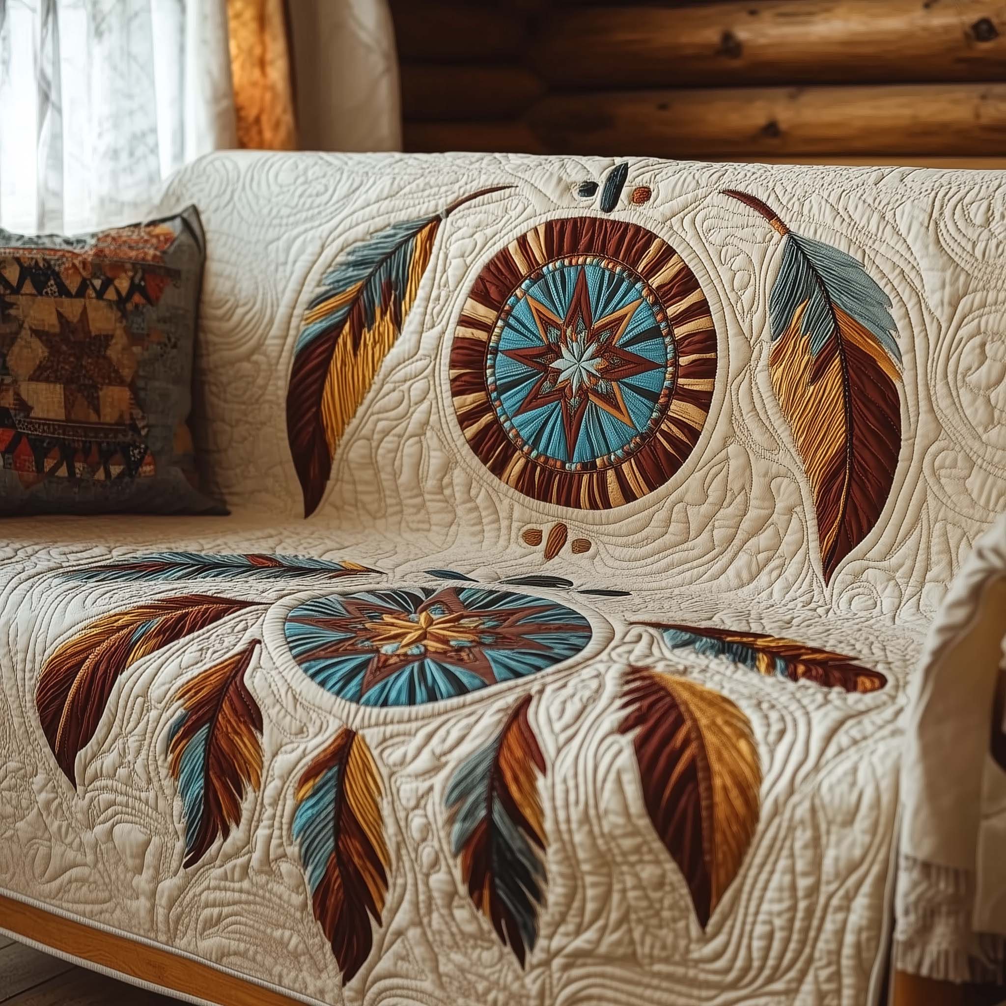 Tribal Whisper Quilted Sofa Cover Subtle Indigenous Pattern Best Presents Ideas