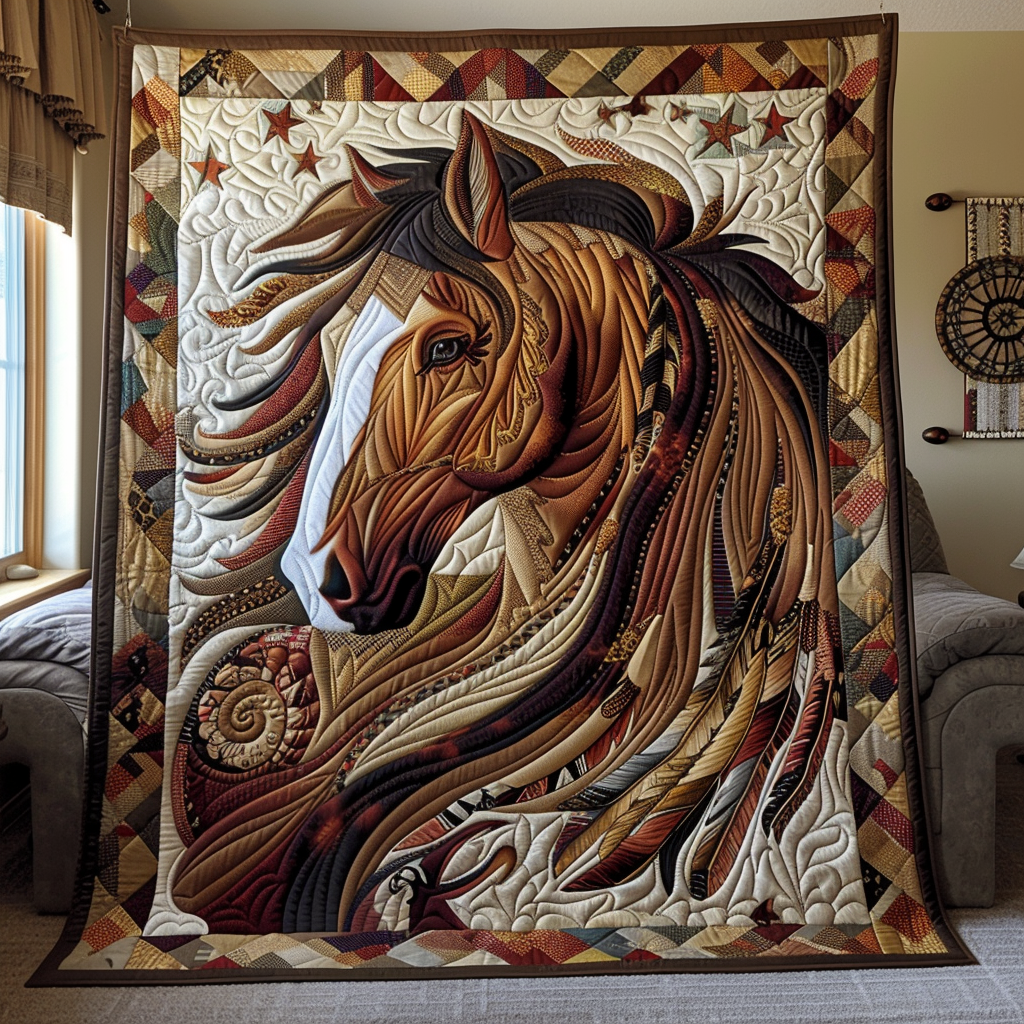 Tribal Winds Rider Quilted Blanket Luxury Gifts For Horse Lovers