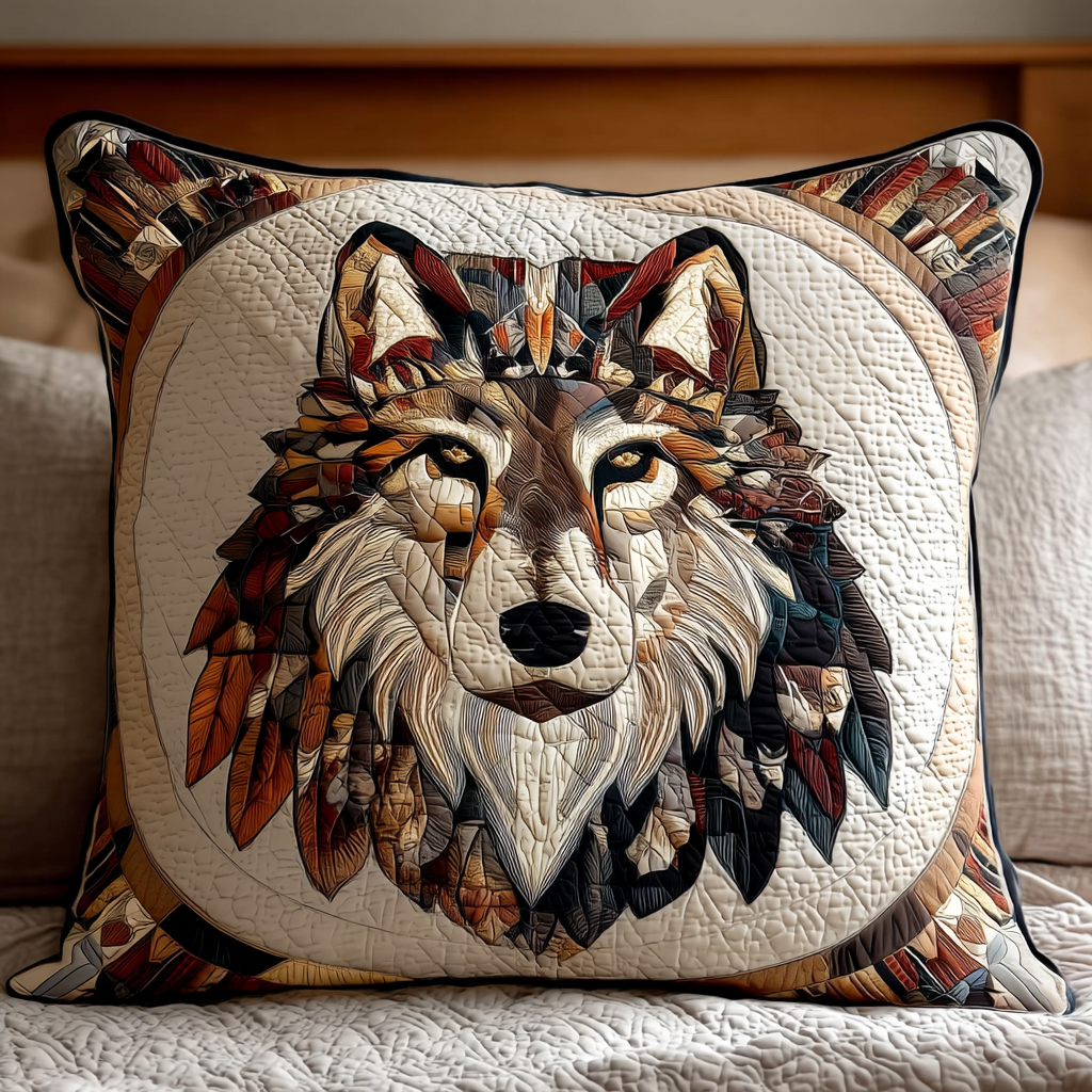 Tribal Wolf Quilted Pillow Case Best Cool Pillow Cases Gifts With Wolves On Them