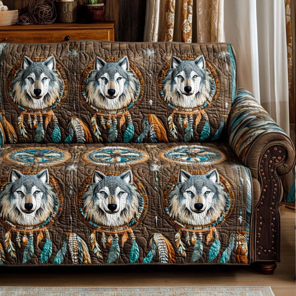 Tribal Wolf Quilted Sofa Cover Living Room Decor Ideas Native American Christmas Gift Ideas