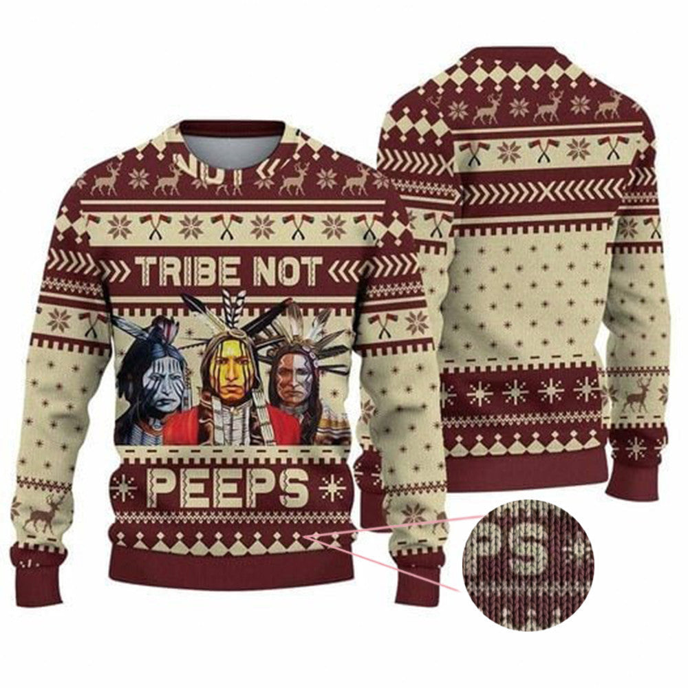 Tribe Not Peeps Native American Ugly Christmas Sweater Apparel Native American Clothing