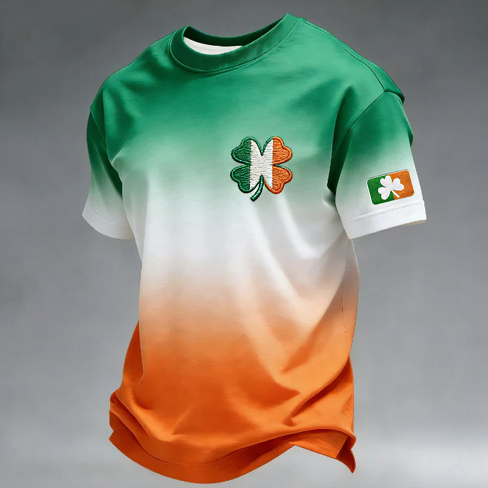 Tricolor Shamrock Graphic T-Shirt Saint Patrick's Day Outfit Unique Gift For St Patrick's Day