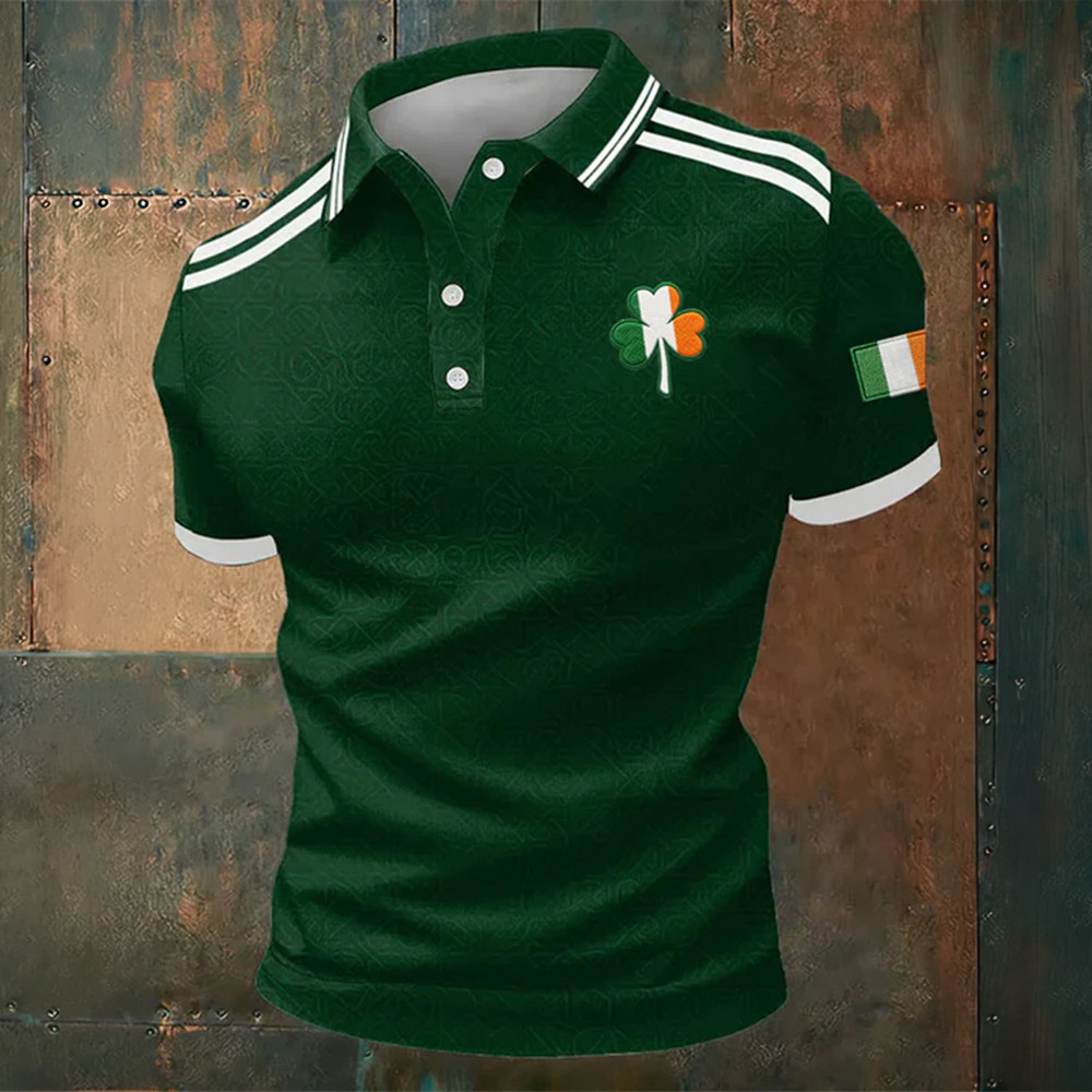 Tricolor Shamrock Saint Patrick's Day Polo Shirt St Patricks Day Shirt Gift Idea