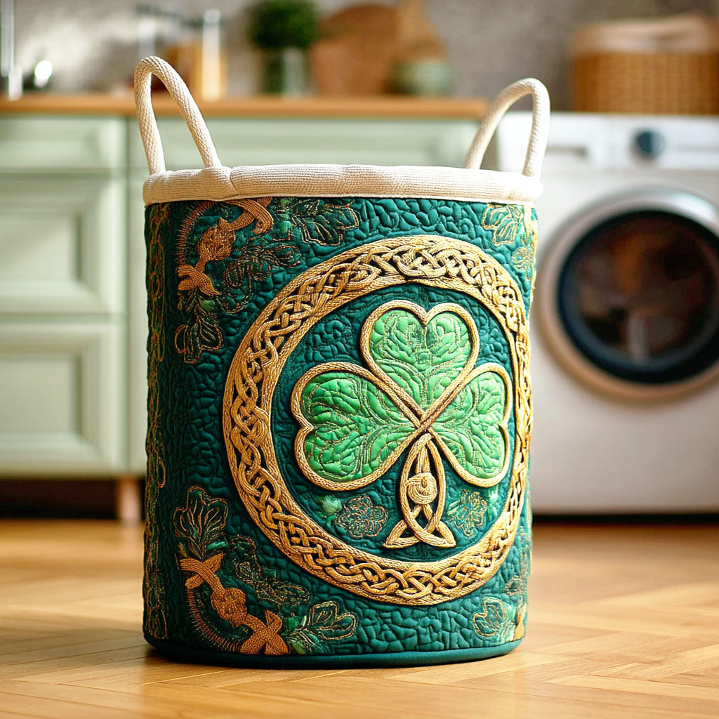 Trinity Shamrock Quilted Laundry Basket Charming Quilted Laundry Basket Gift for Cozy Homes