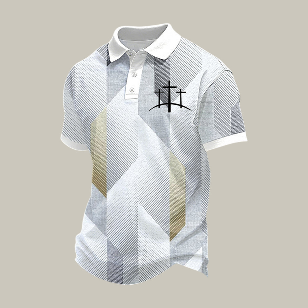 Trio Faith Cross Graphic Polo Shirt Faith In Jesus Clothes Christian Gift For Dad Birthday