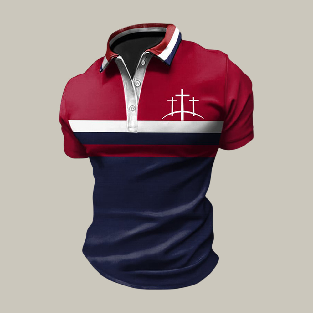 Trio Faith Cross Polo Shirt God Is Good Shirt Christian Gift For Father's Day