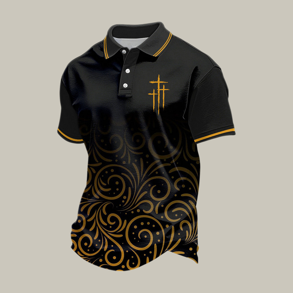 Trio Faith Graphic Design Polo Shirt God Is Good Shirt Christian Gift For Father's Day