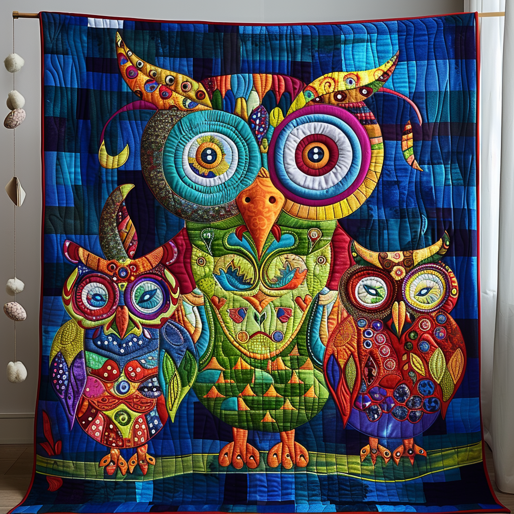 Trio of Wisdom Quilted Blanket Owl Blanket Idea Gifts For Her