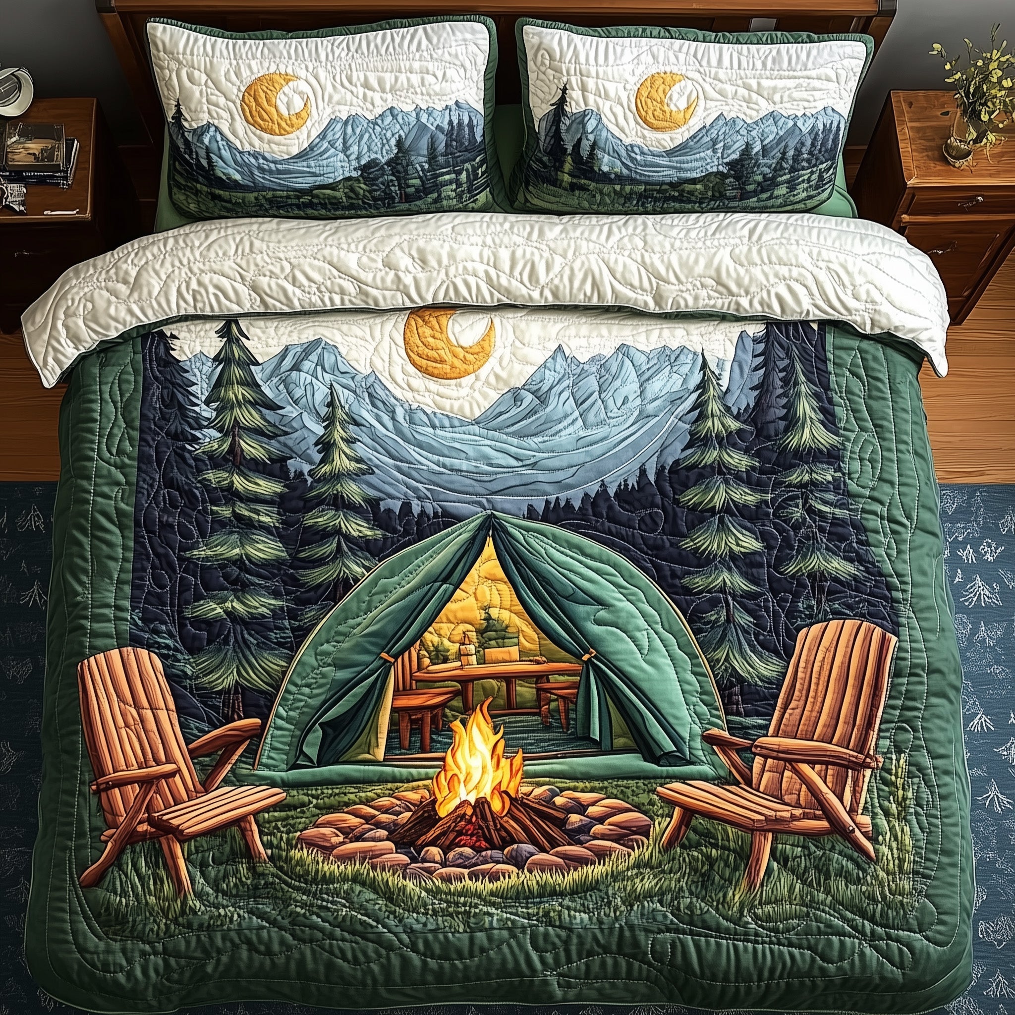 Trip to the Wild Quilted Bedding Set Duvet Cover Merchandise Camping Gifts For Dad