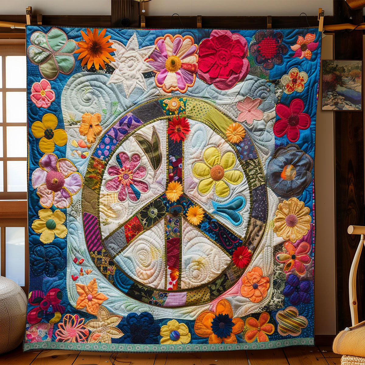 Trippy Hippie Sign Xmas Quilted Blanket Blanket Best Gifts For The Hippie In Your Life