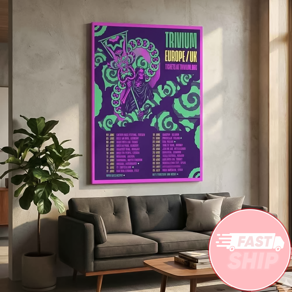 Trivium Europe UK Summer Tour And Festival 2026 Poster Gatecreeper Frontside Heavy Metal Grim Reaper