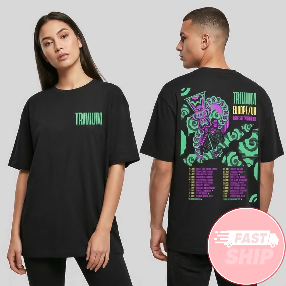 Trivium Europe UK Summer Tour And Festival 2026 Poster T-Shirt Trivium Merch For Fans