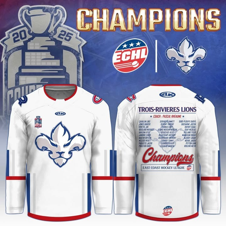 Trois-Rivieres Lions ECHL East Coast Champions Hockey Jersey 2025 Gifts For Hockey Fans