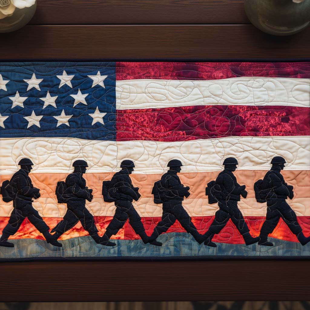 Troops and Glory Quilted Table Runner Holiday Table Runners Patriotic Gift Ideas