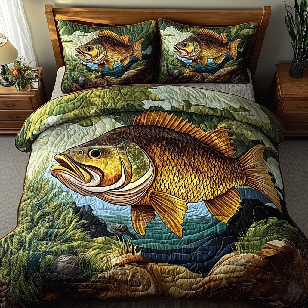 Trophy Catch Quilted Bedding Set Best Comforter Sets Best Gifts For Fisherman
