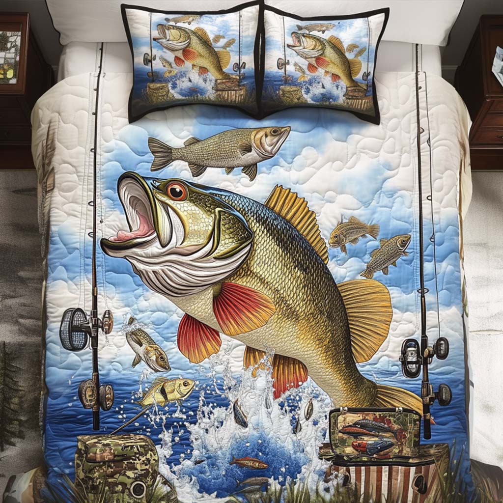 Trophy Catch Quilted Bedding Set Best Comforter Sets Fishing Theme Merchandise