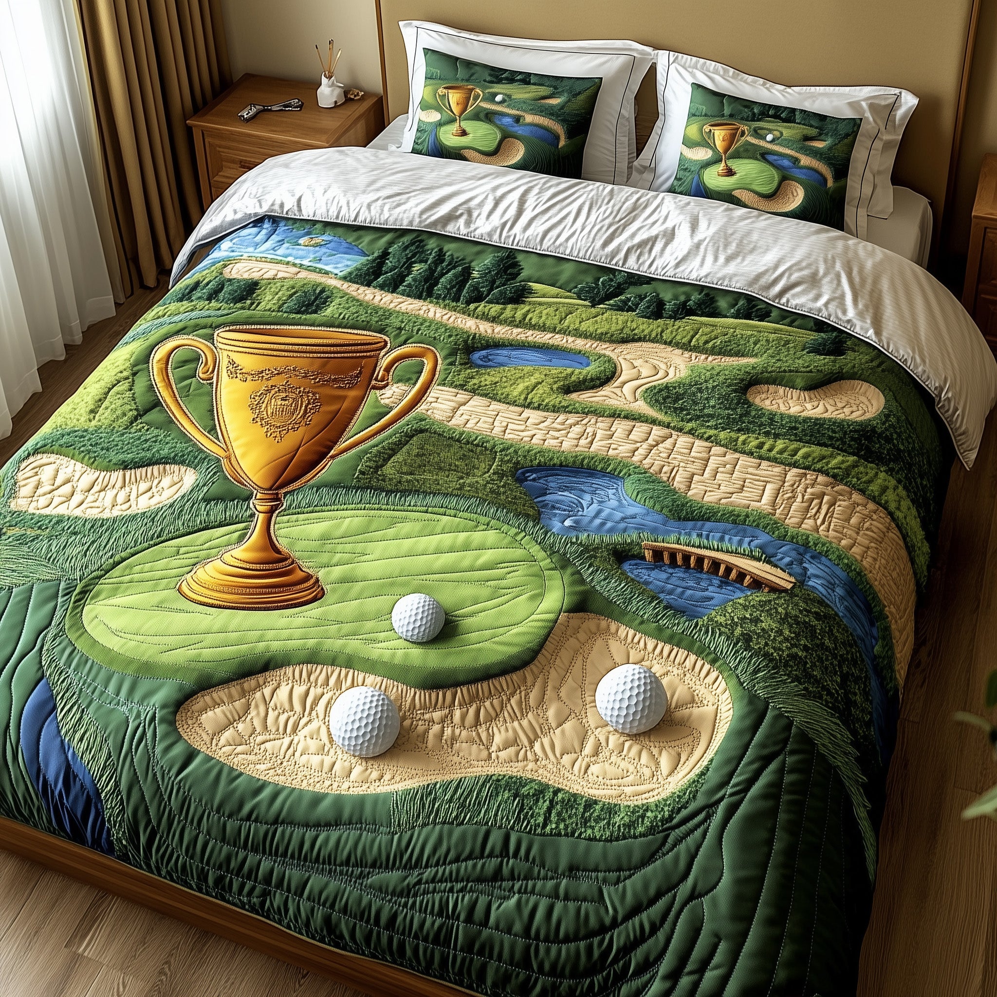 Trophy Dreams Quilted Bedding Set Duvet Cover Merchandise Top Gifts For A Golfer
