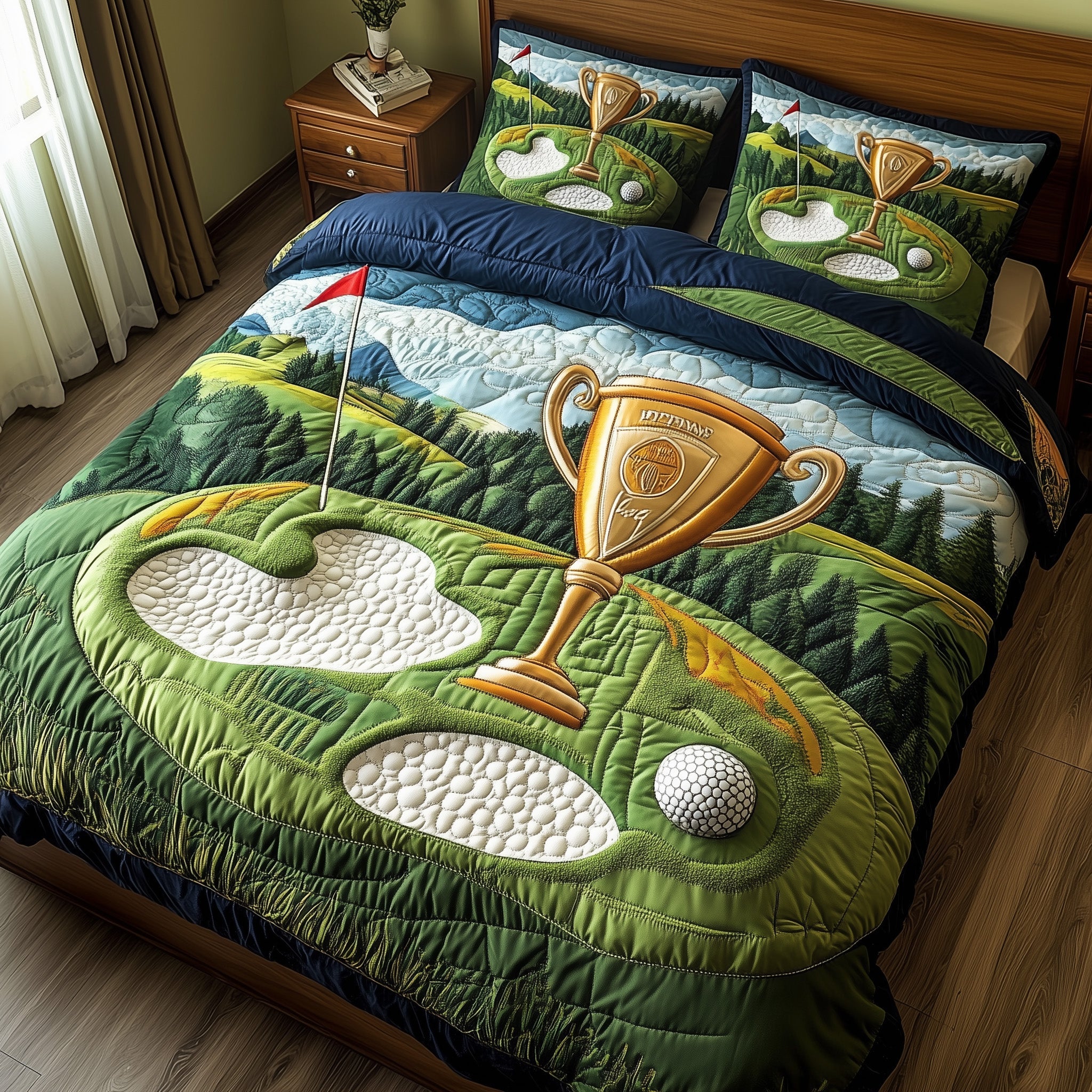 Trophy Dreams Quilted Bedding Set Duvet Cover Merchandise Top Gifts For Golfers