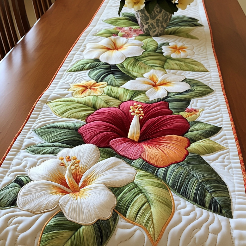 Tropic Grace Quilted Table Runner Tropical Table Runner Family Holiday Gifts