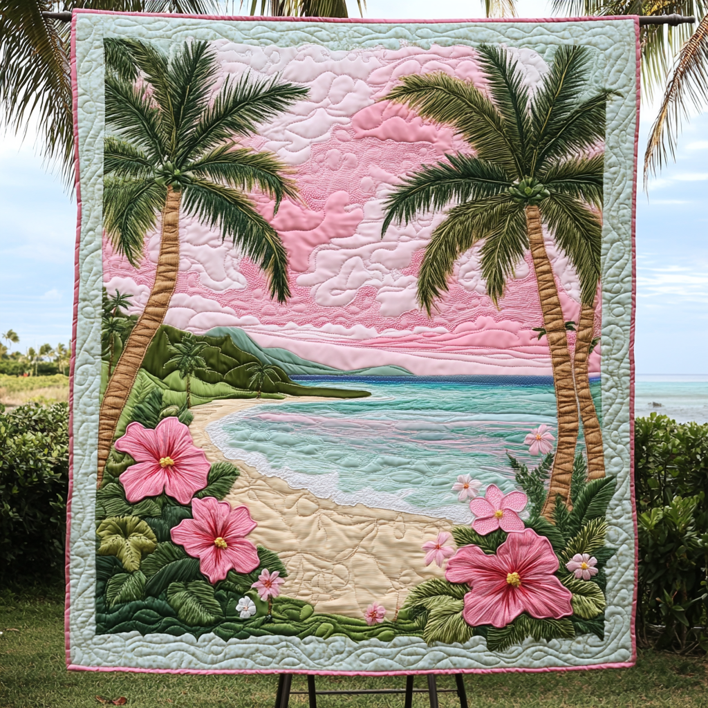 Tropic Kiss Quilted Blanket Holiday Throw Blanket Gift Ideas For Beach Lovers