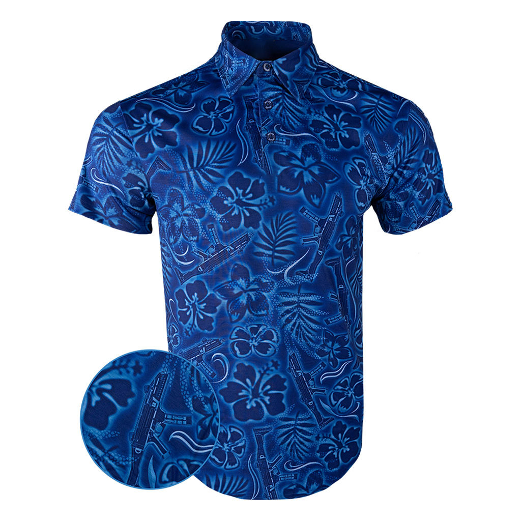 Tropic Strike Polo Shirt Tactical Aloha Print Polo Shirt Gun Lovers Gifts For Brother