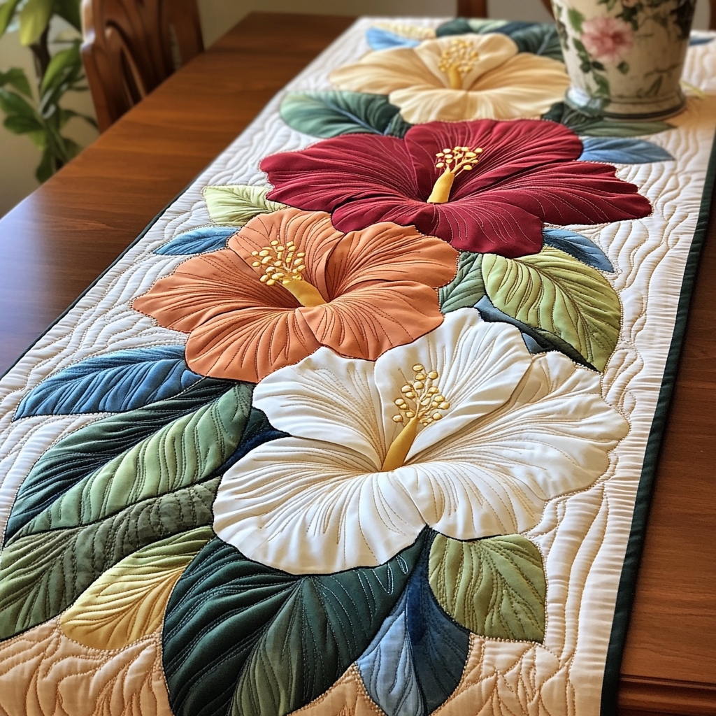 Tropic Touch Quilted Table Runner Tropical Kitchen Decor Gifts For Mom