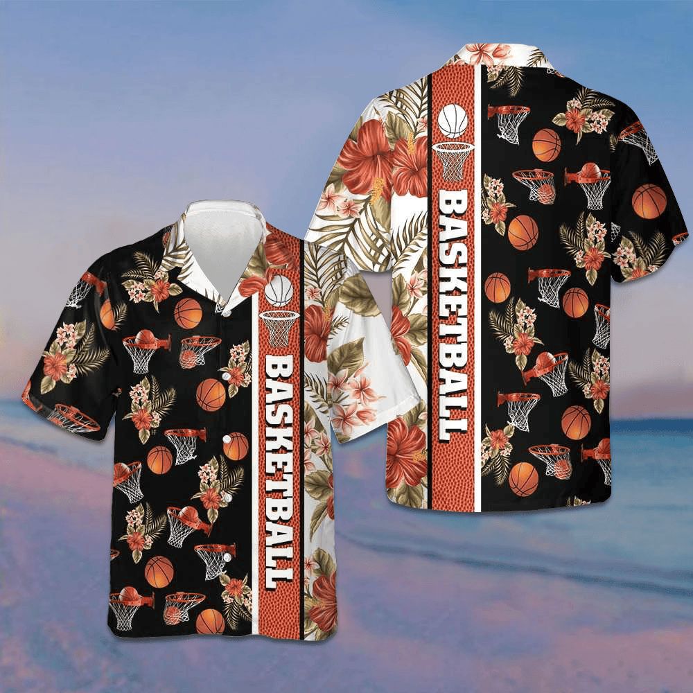 Tropical Basketball Hawaiian Shirt Mens Summer Short Sleeve Shirts Gifts For Basketball Lovers
