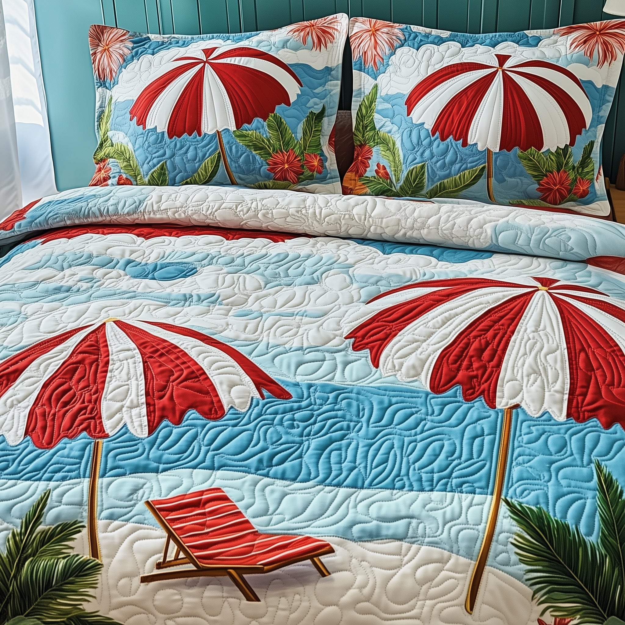 Tropical Beach Quilted Bedding Set Duvet Cover Bed Sheet Beach Themed Gifts For Her