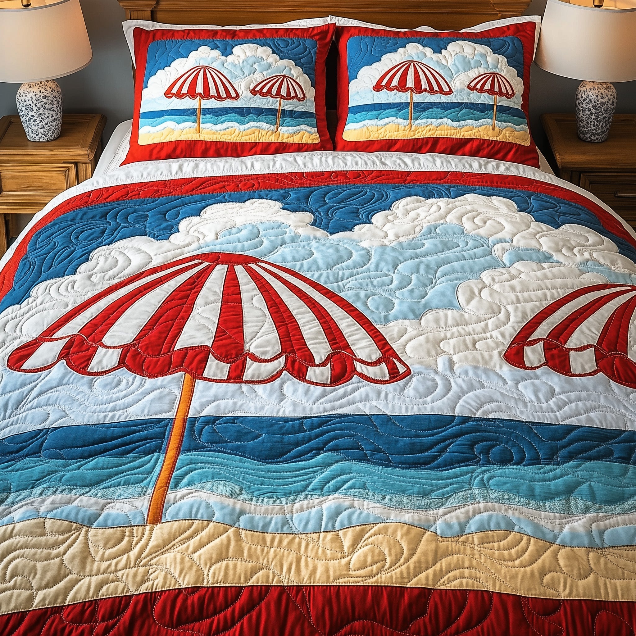 Tropical Beach Quilted Bedding Set Duvet Cover Bed Sheet Best Gifts For Beach Lovers