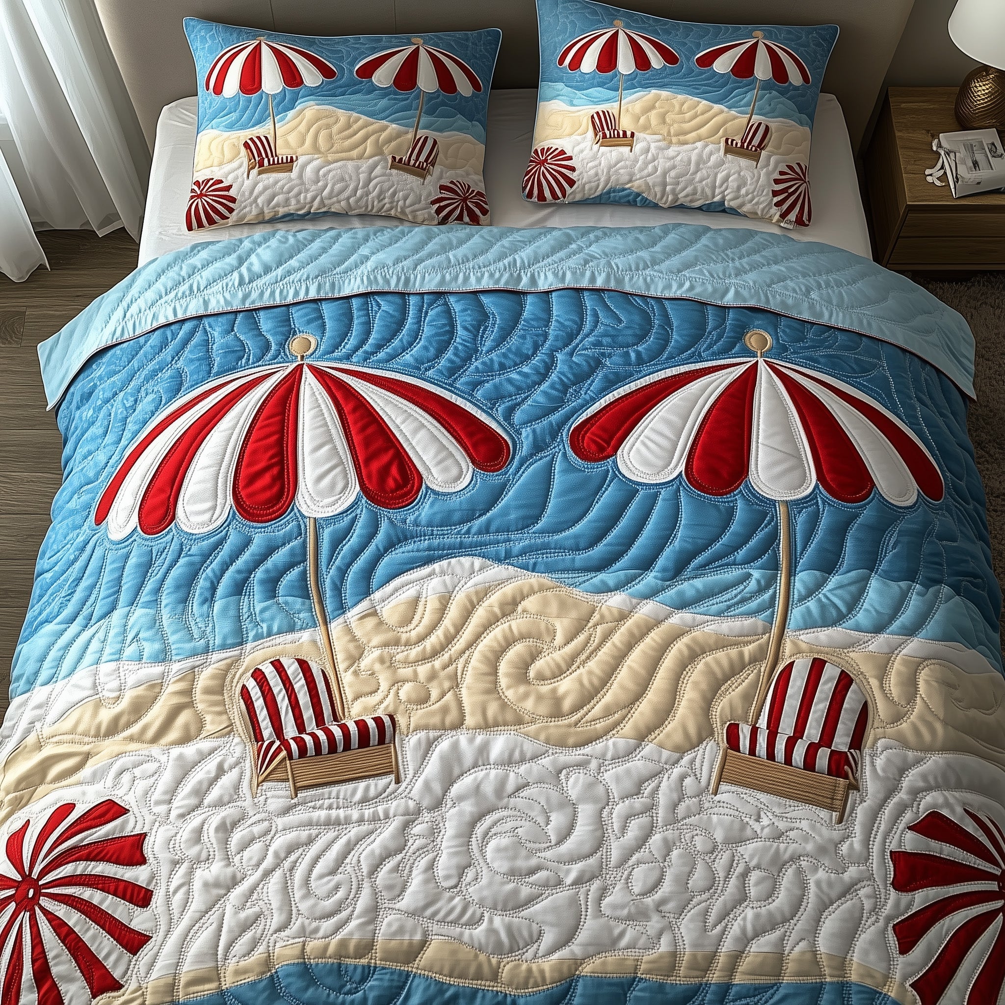 Tropical Beach Quilted Bedding Set Duvet Cover Bed Sheet Gifts For Beach Vacation