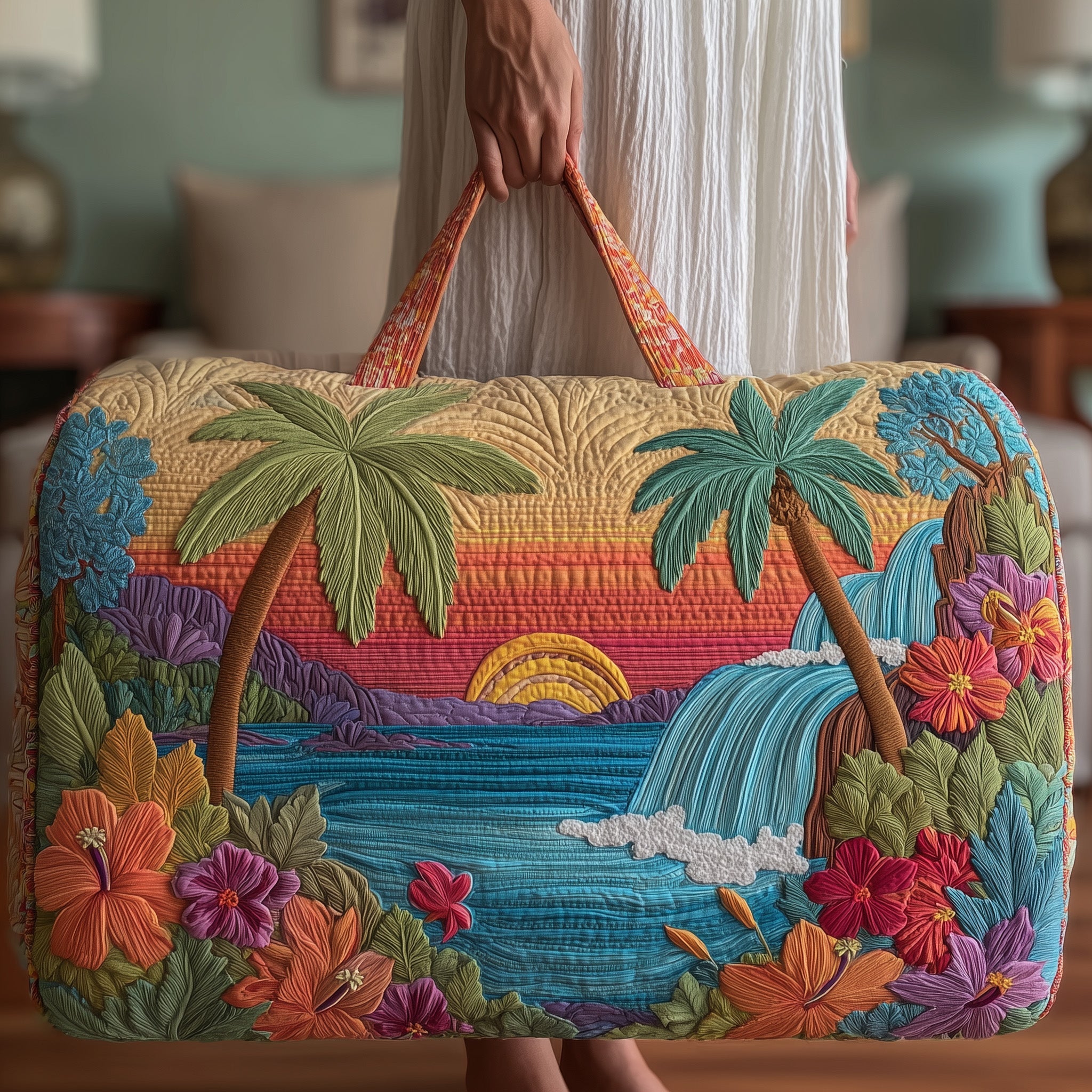 Tropical Beach Quilted Duffle Bag Back To School Essential