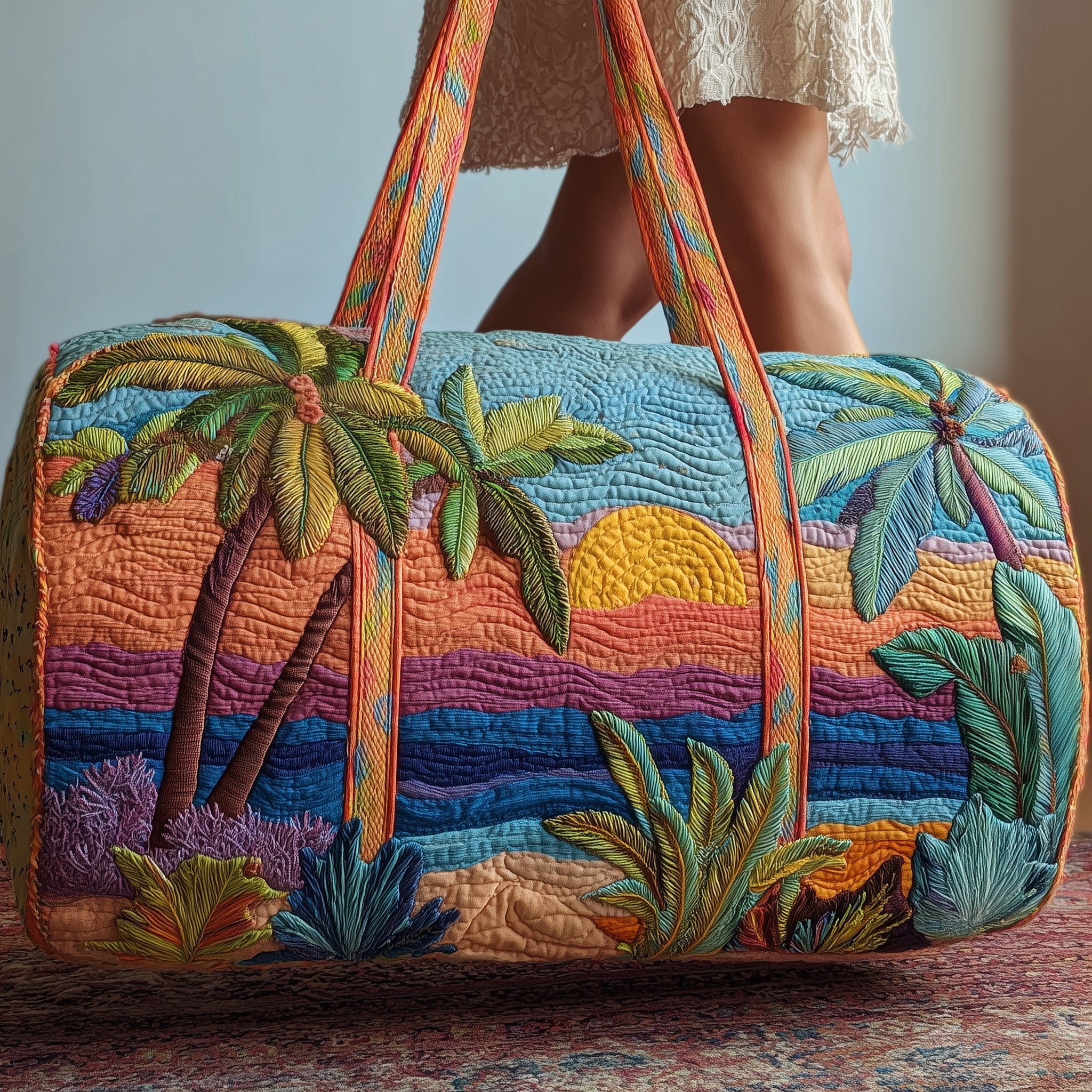 Tropical Beach Quilted Duffle Bag Birthday Gift Idea