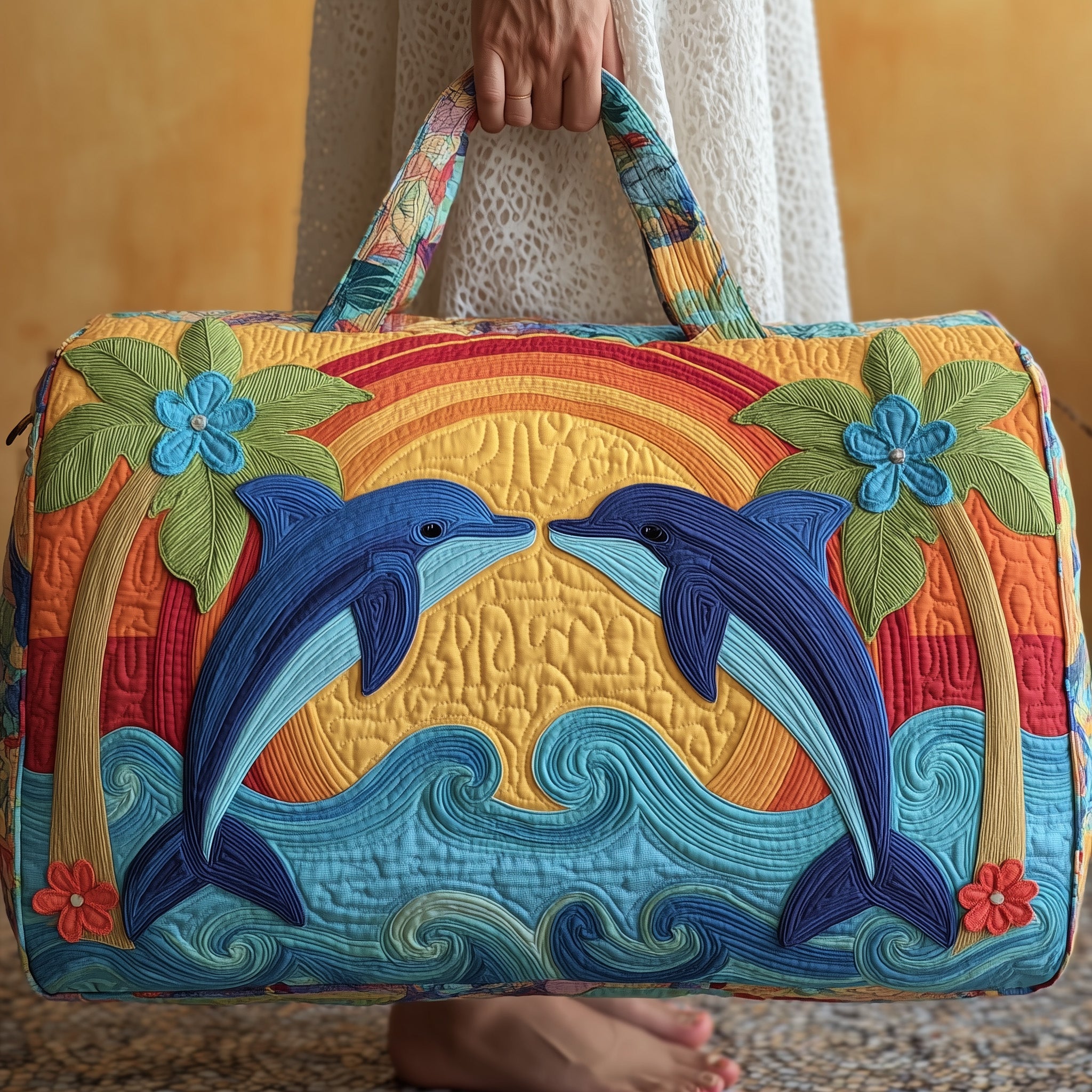 Tropical Beach Quilted Duffle Bag Easter Gift Idea