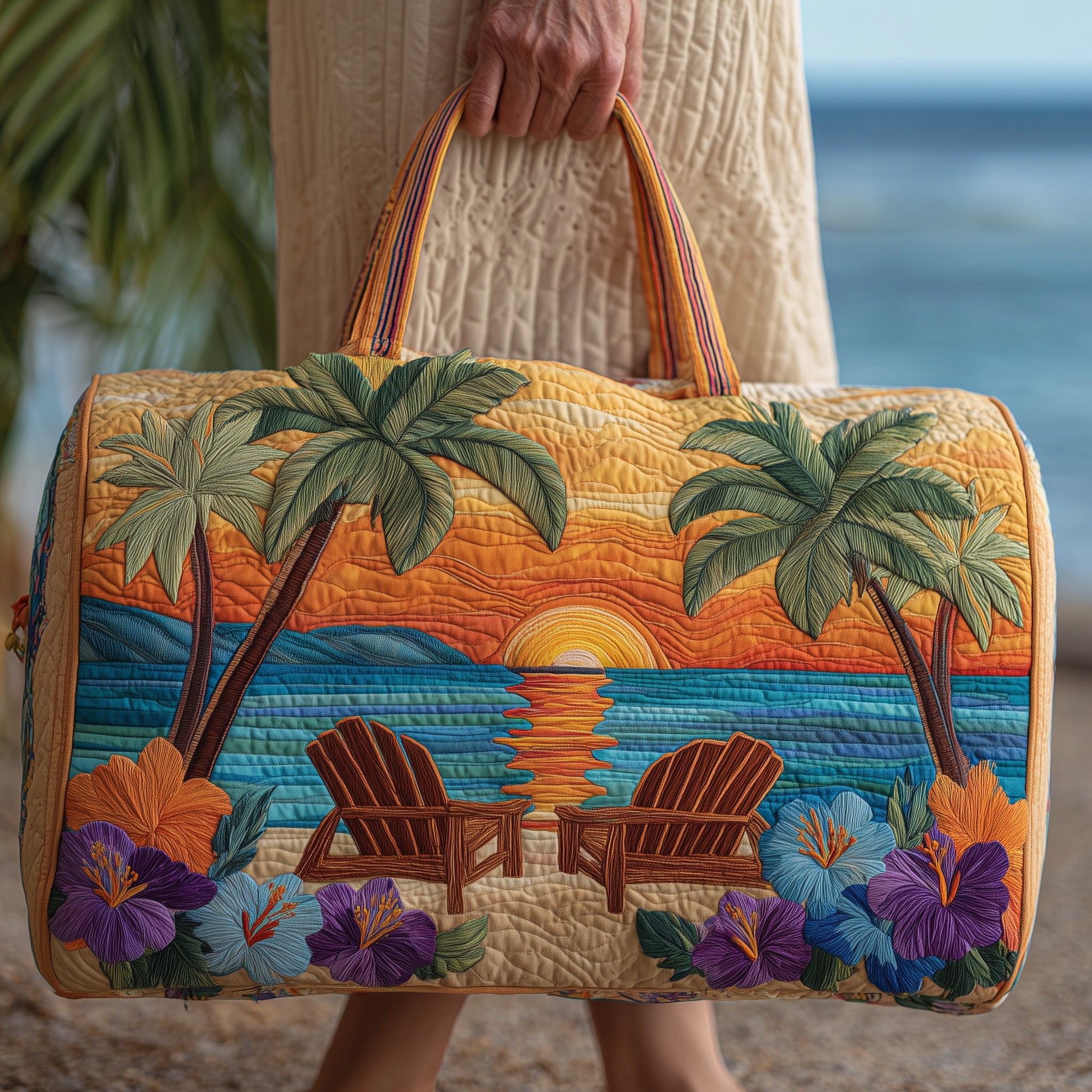 Tropical Beach Quilted Duffle Bag Father's Day Gift Idea
