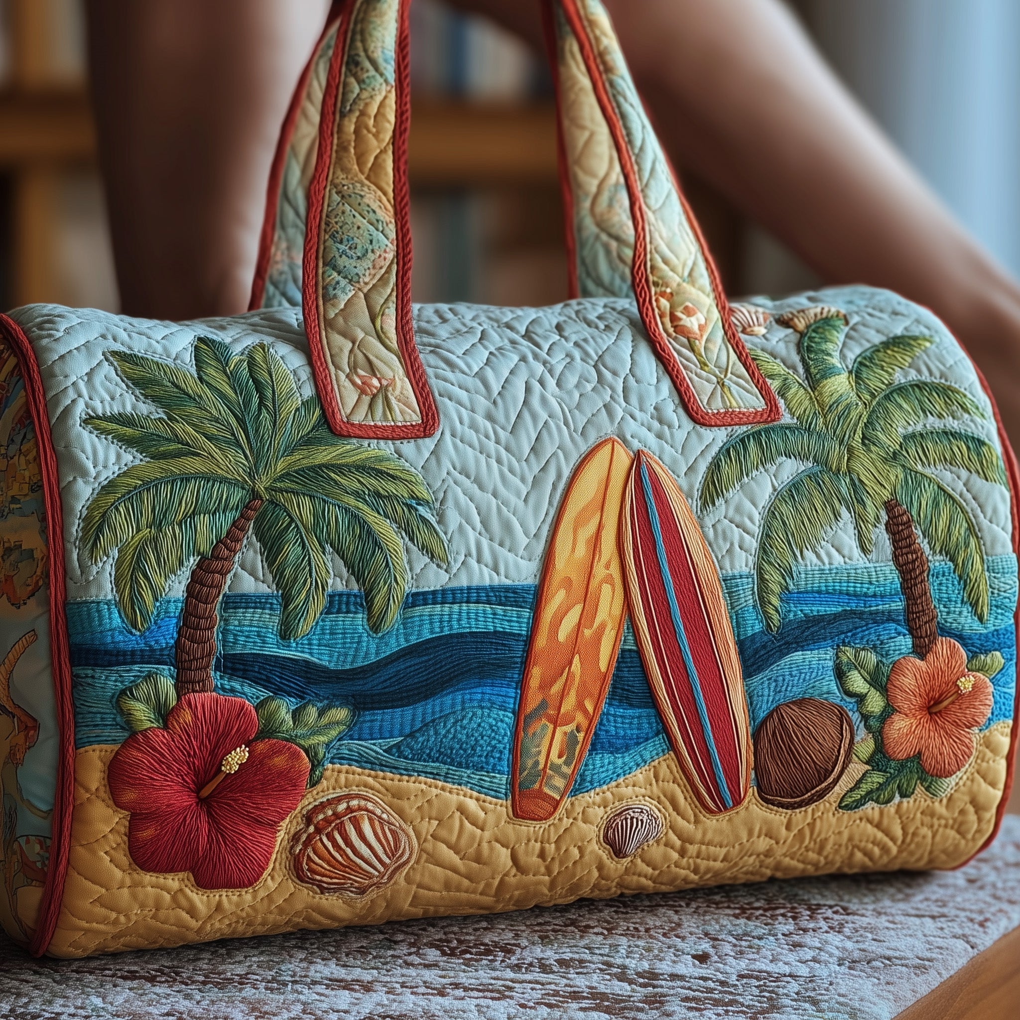 Tropical Beach Quilted Duffle Bag Gift For Dad