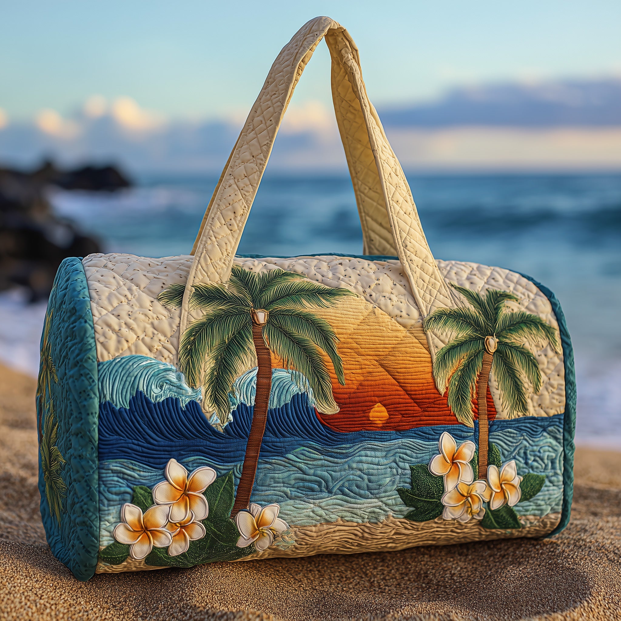 Tropical Beach Quilted Duffle Bag Gift For Family