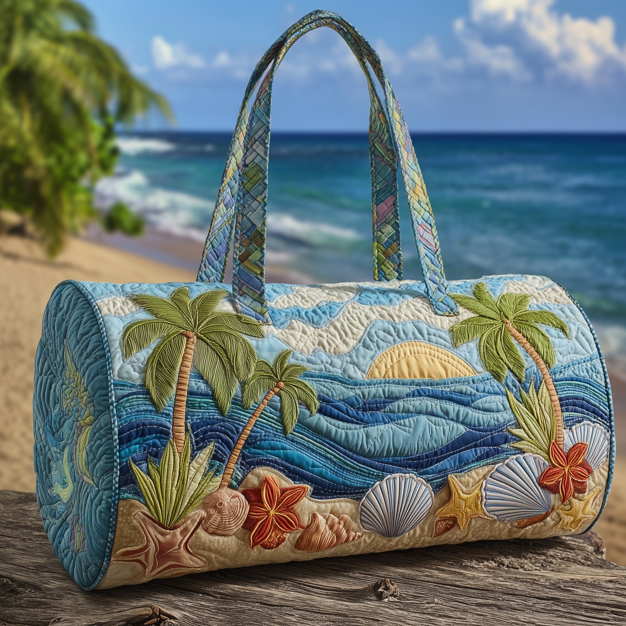 Tropical Beach Quilted Duffle Bag Gift For Friends