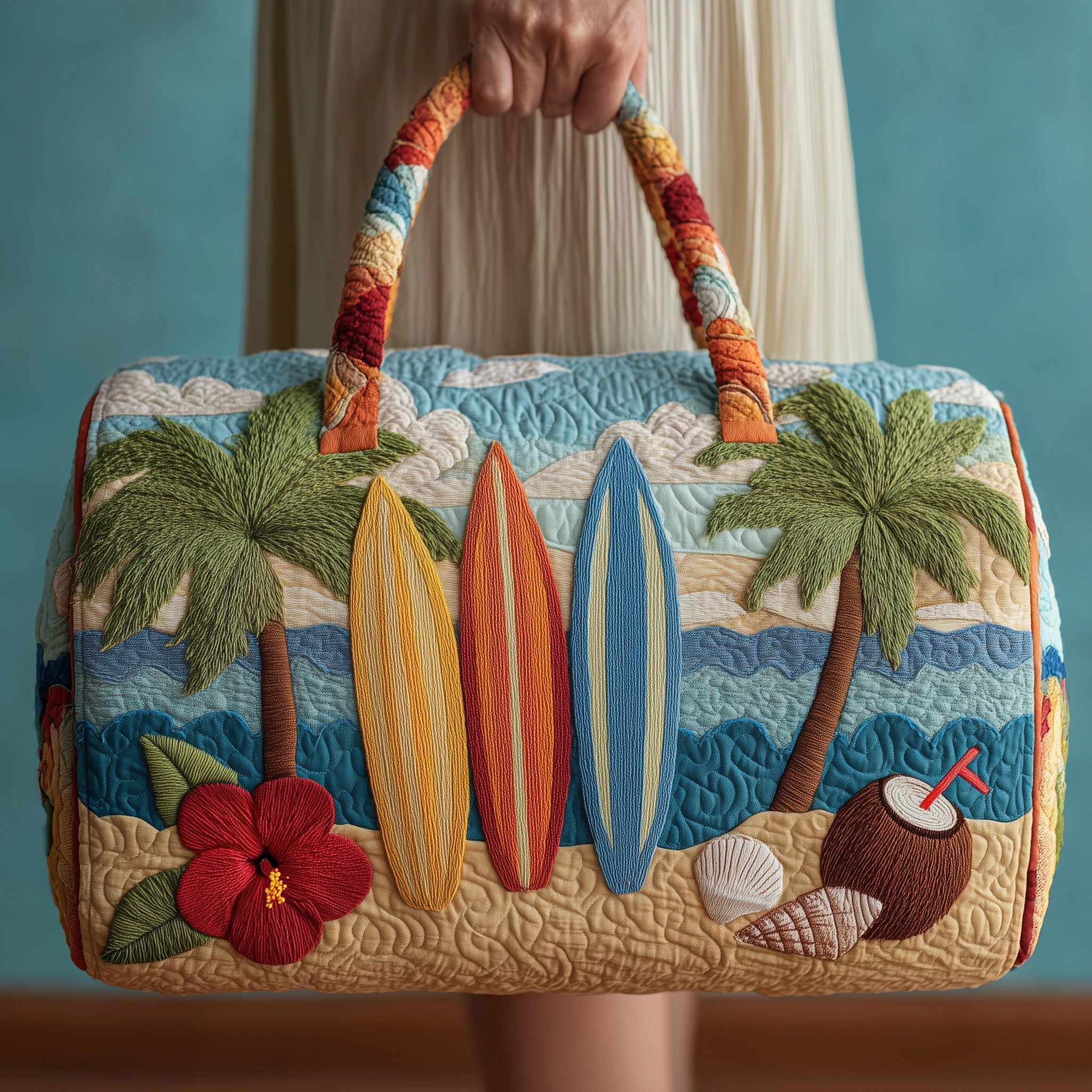Tropical Beach Quilted Duffle Bag Halloween Gift Idea