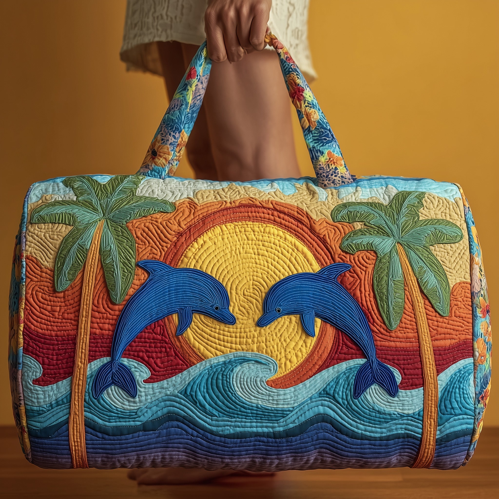 Tropical Beach Quilted Duffle Bag Independence Day Gift Idea