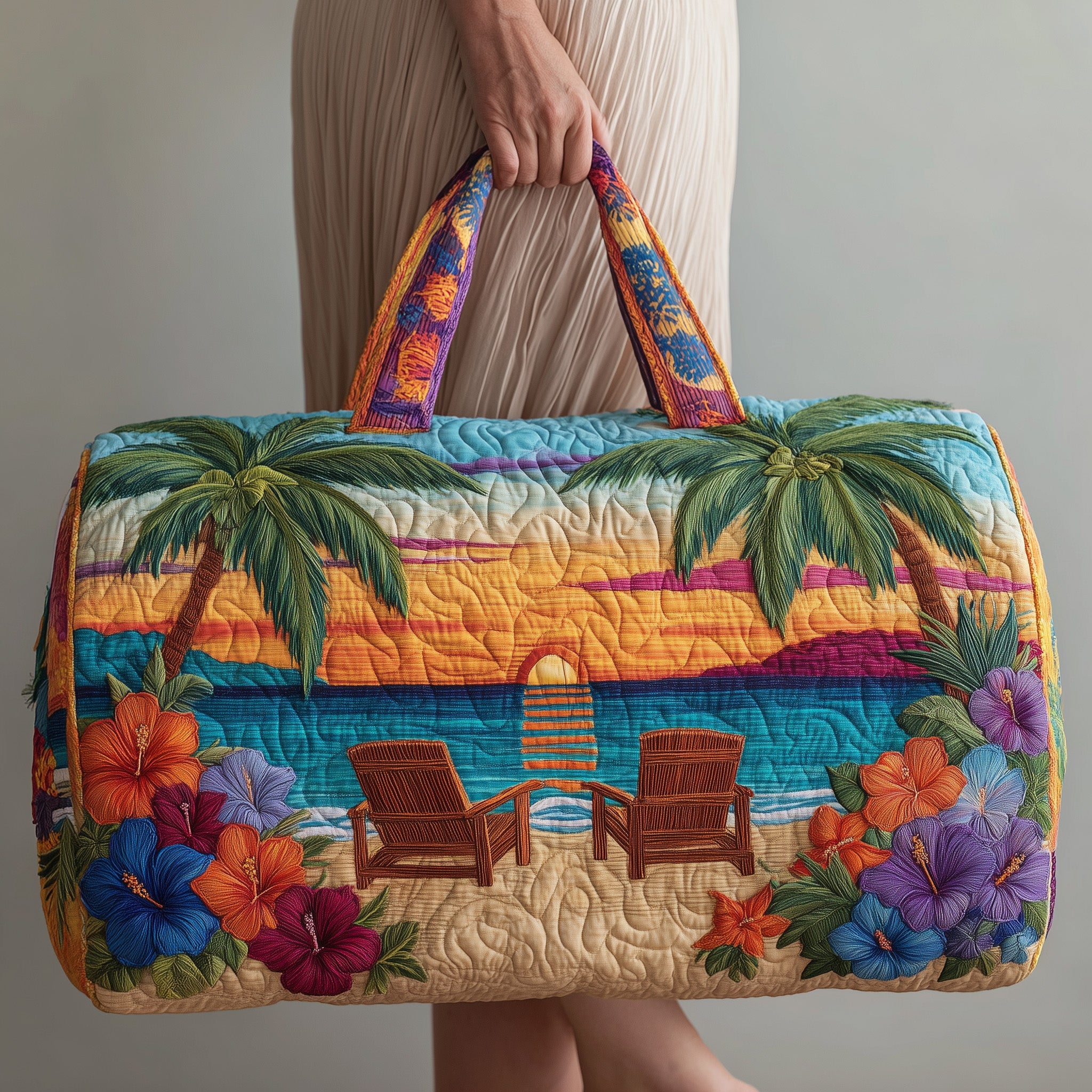 Tropical Beach Quilted Duffle Bag Mother's Day Gift Idea