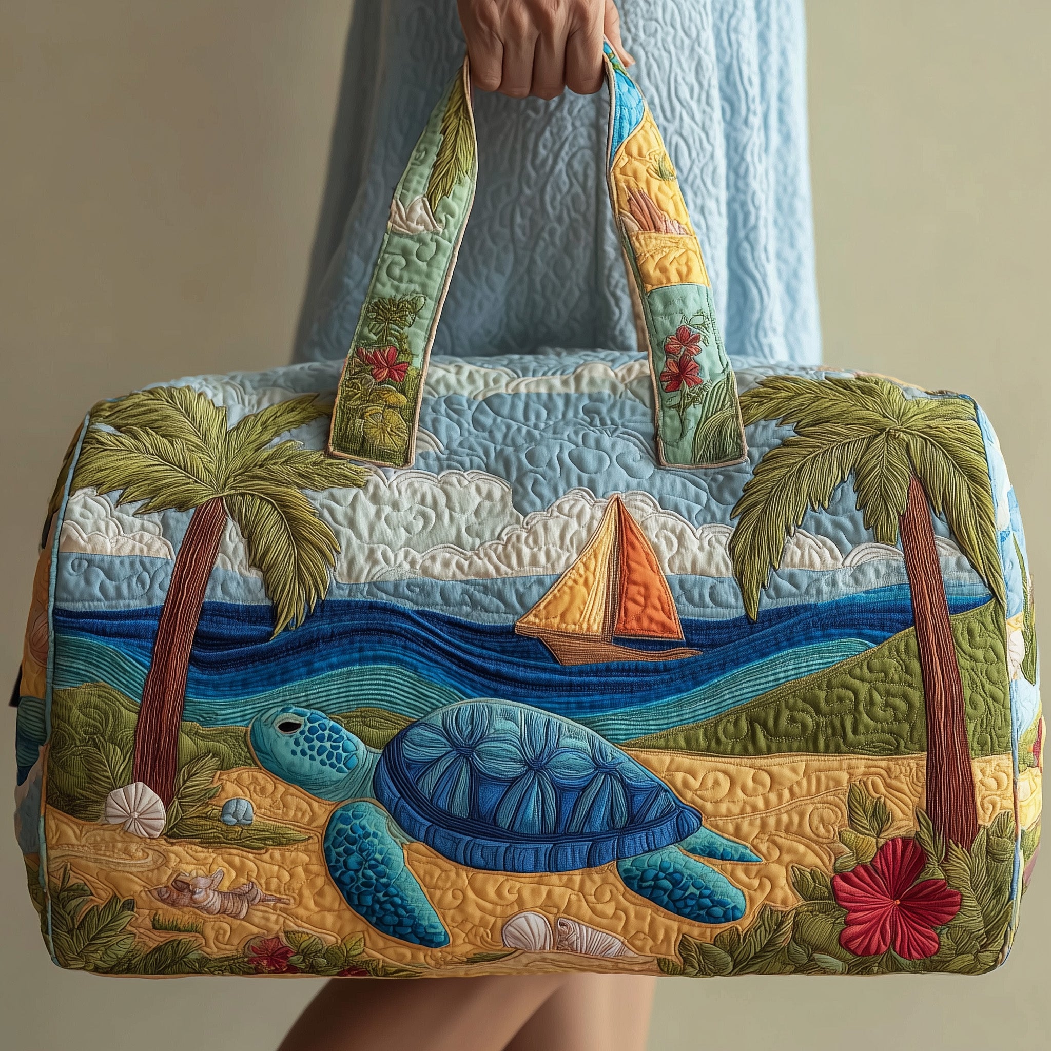 Tropical Beach Quilted Duffle Bag New Year Gift Idea