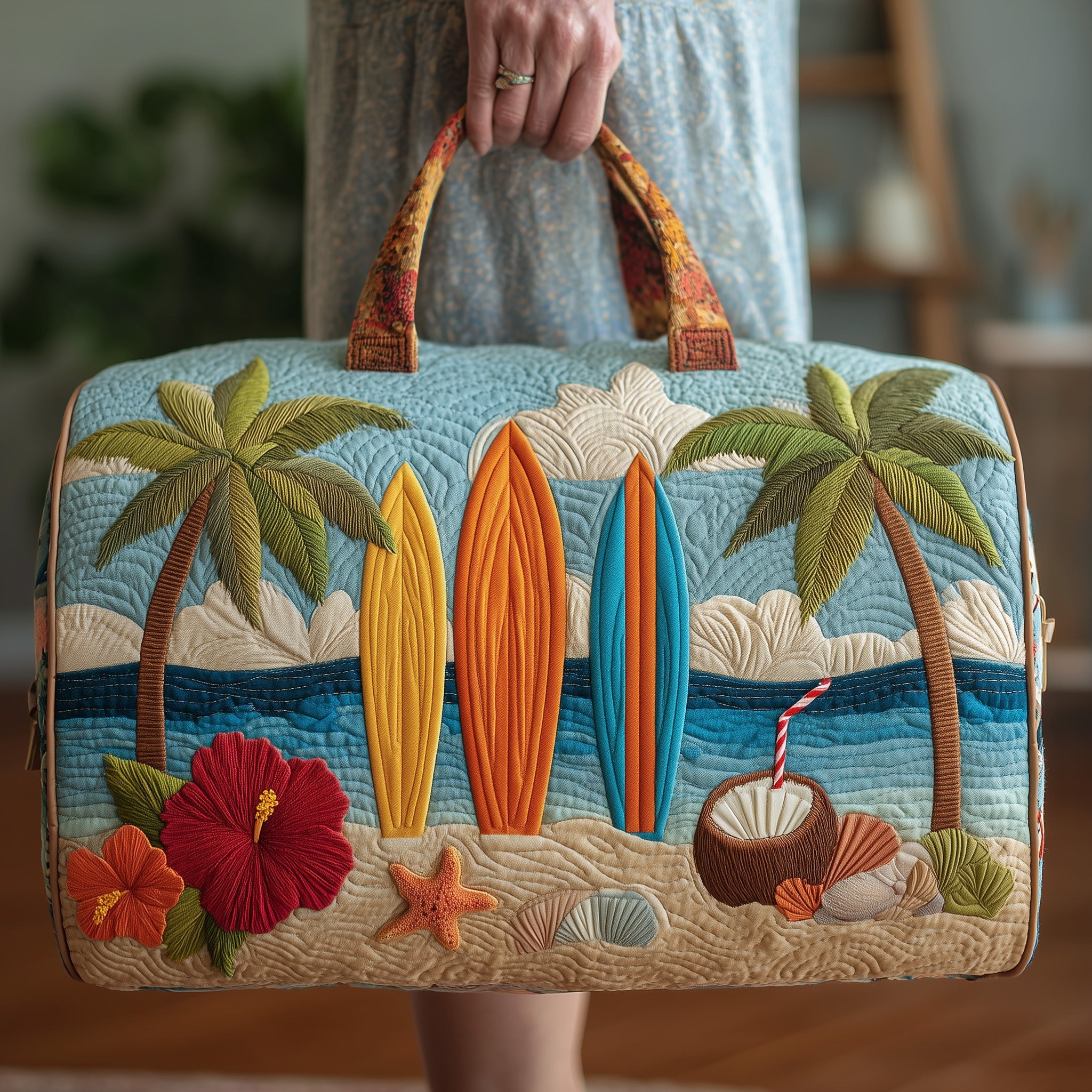 Tropical Beach Quilted Duffle Bag Thanksgiving Gift Idea